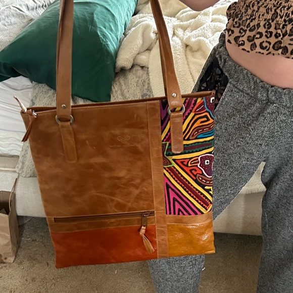 Colombian leather beautiful bag with Colombian fabric - Picture 8 of 8